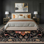 Area Rugs 8'x10' Washable Non-Slip, Floral Vintage Distress Print Pattern - Image 2