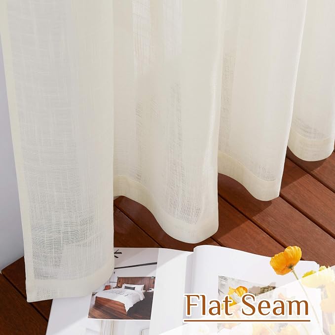NICETOW Faux Linen Living Room Curtains 96 inch Length, Rod Pocket & Back Tab - Image 8