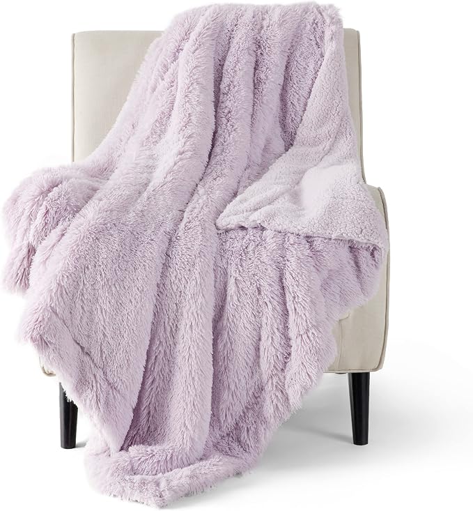 Bedsure GentleSoft Fluffy Lavender Purple Throw Blanket, Soft Cozy Fuzzy Plush by BEDSURE