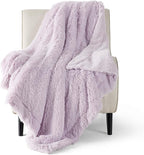 Bedsure GentleSoft Fuzzy Sherpa Faux Fur Twin Blanket Lavender Purple Cozy Gifts by BEDSURE