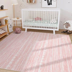 Nakagishi Pink Rugs for Bedroom Girls: 5x7 Washable Boho Large Neutral Area Rug - Image 5