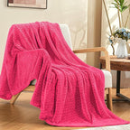 inhand Hot Pink Fleece Twin Blanket, Lightweight Leaves Pattern Fuzzy Blanket - Image 5