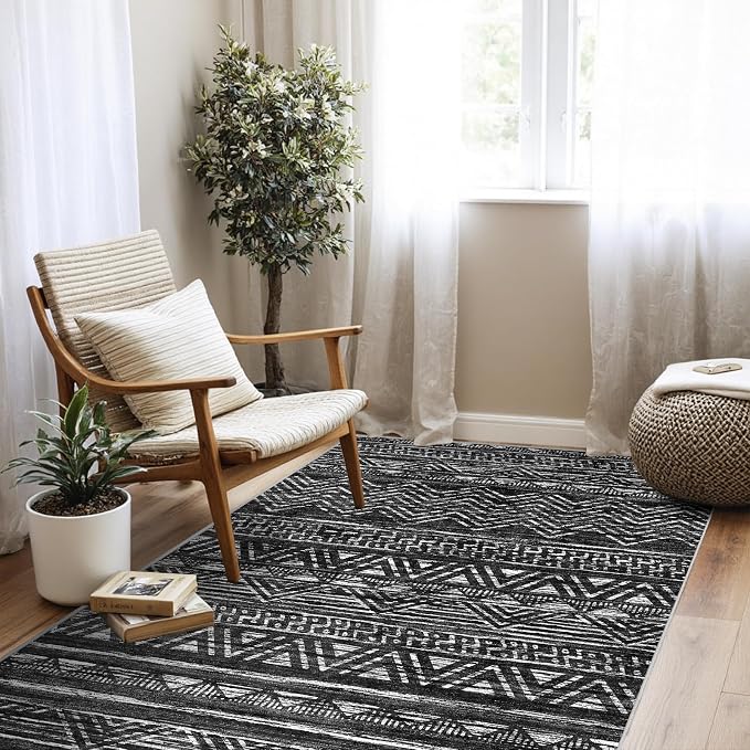 4x5 Washable Entryway Area Rug: Modern Moroccan Runner Rugs Indoor Soft Non - Image 9