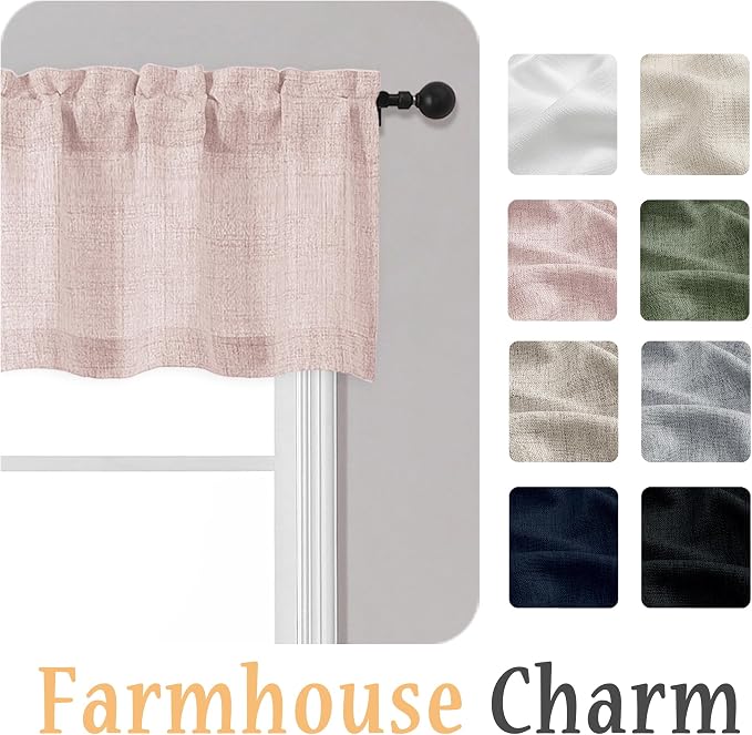 OWENIE Blush Pink Valances for Windows 1 Pcs 24 Inch Length, Light Filtering - Image 8