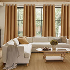 NICETOWN Faux Linen Gold Brown Blackout Curtains 84 inches Long - Image 4