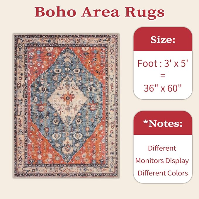 SERISSA Area Rug 3x5 Boho Tribal Rugs - Image 7