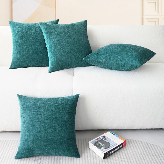 CaliTime Throw Pillow Covers Decorative 18 X 18 Inches Pack of 4 Cozy Chenille - Image 6