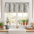 jinchan Linen Valance Curtain Farmhouse Floral Printed Small Window Curtain - Image 2