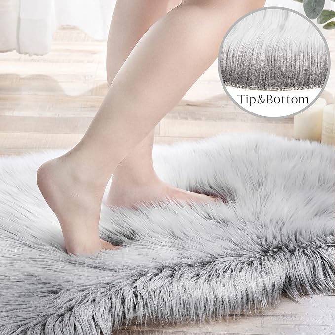 Ashler faux fur rug, Fluffy Shaggy Area Rug Ultra Soft 2 x 2.9 Feet Rectangle - Image 2