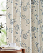 jinchan Linen Curtains Floral Curtains 96 Inch Length by JINCHAN