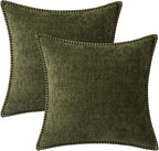 MIULEE Pack of 2 Couch Throw Pillow Covers 20x20 Inch Olive Green Farmhouse - Image 6
