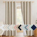NICETOWN Taupe 100% Blackout Linen Curtains 84 inch Long Burg, Farmhouse Thick by NICETOWN