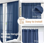 BGment Navy Blue Linen Curtains 54 Inch Length - Image 6
