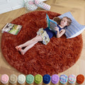Amdrebio Terracotta Rust Round Circle Rug 5Ft by Amdrebio