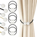 Hion Magnetic Curtain Tiebacks Black 6 Pack, Curtain Tiebacks Buckles Holdbacks by Hion