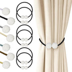 Hion Magnetic Curtain Tiebacks Black 6 Pack, Curtain Tiebacks Buckles Holdbacks by Hion