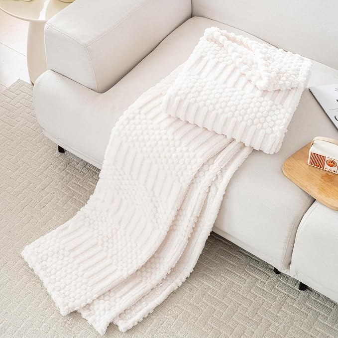 50x70 Inch Beige Throw Blanket - Image 6