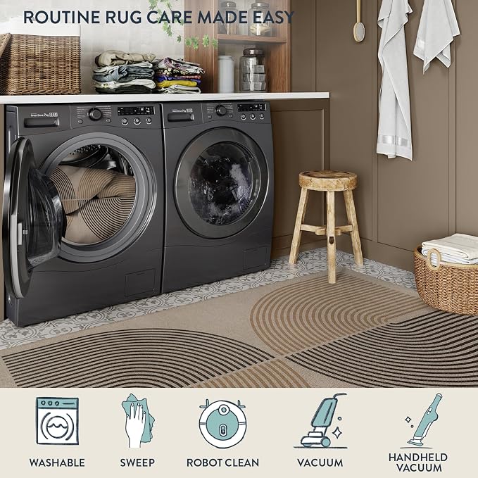 Lahome Enfys Modern Rainbow Easy Jute Rug, 2x6 Kitchen Runner Washable Rug - Image 4