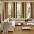 NICETOWN Caramel Faux Linen Room Darkening Rod Pocket Curtains 63 inch Length - Image 4