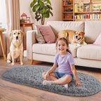 Pionblank Fluffy Oval Area Rug for Bedroom 3.3x6.2 Feet, Cute Plush Throw Rugs - Image 5