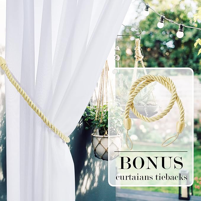 RYB HOME Sheer Outdoor Curtains - Image 3