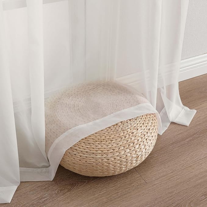 Chyhomenyc Extra Long Ivory Sheer Curtains 144 inch 2 Panels, Translucent - Image 7