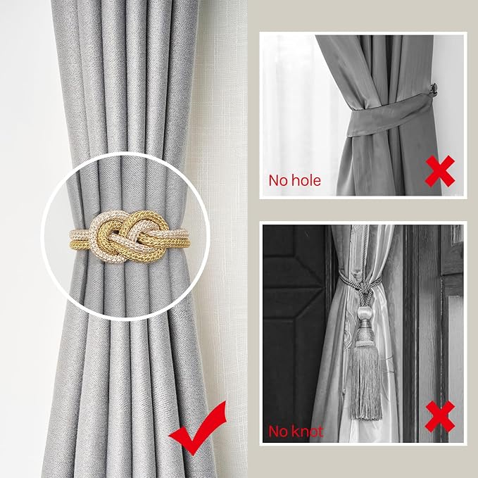 NICEEC 2 Pack Mini Magnetic Curtain Tiebacks Nordic Simple Style Drape Tie - Image 2