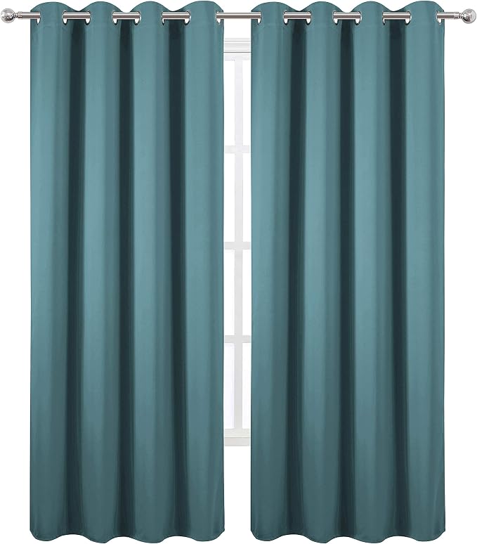 LEMOMO Sea Teal Thermal Blackout Curtains/52 x 84 Inch/Set of 2 Panels Room - Image 2