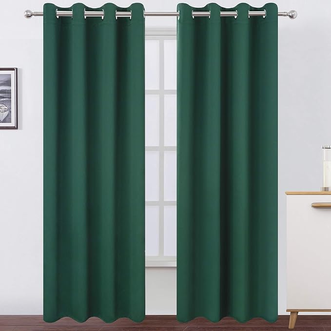 LEMOMO Dark Green Thermal Blackout Curtains/52 x 108 Inch/Set of 2 Panels Room by Lemomo