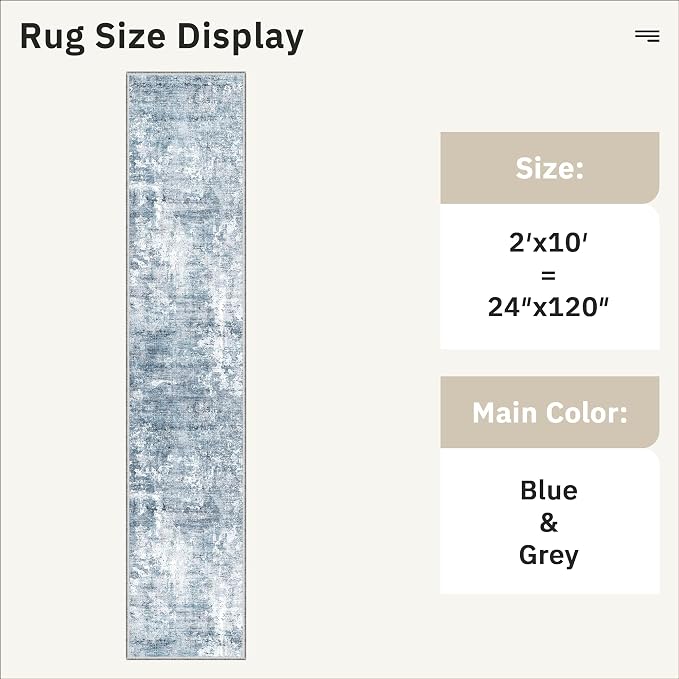 Runner Rug 2'x10' Abstract Washable Non-Slip Runner Rugs - Image 5