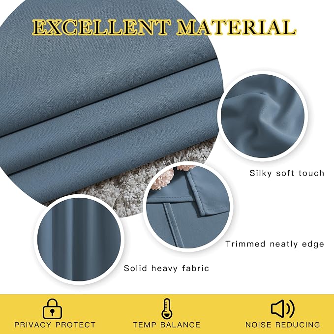NICETOWN Smoky Blue Blackout Curtains - Image 3