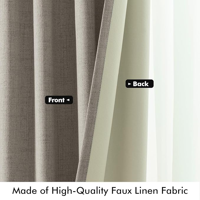 MIULEE 100% Blackout Curtains for Bedroom, Linen Solid Luxury Decor Thermal - Image 6
