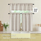 Valances for Windows, Light Filtering Faux Linen Textured Small Short Valance - Image 6