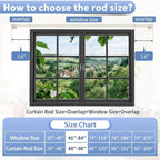 Beige White Curtain Rods for Windows 48-90Inch Heavy Duty Wrap Around Blackout - Image 9