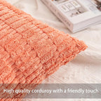 Pack of 2 Corduroy Decorative Throw Pillow Covers 18x18 InchSoft Boho Striped - Image 2