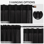 Nanspring Vintage Black Linen Curtains 84 Inch Length 2 Panels Set - Image 2