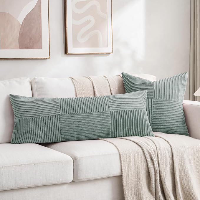 Fancy Homi 2 Packs Grey Blue Decorative Throw Pillow Covers 18x18 Inch - Image 6