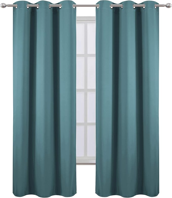 LEMOMO Sea Teal Thermal Blackout Curtains/42 x 84 Inch/Set of 2 Panels Room - Image 2