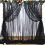 Black Backdrop Curtain Sheer Tulle Backdrop Curtain by Suppromo