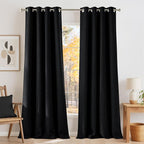 NICETOWN Faux Linen Black Blackout Curtains 84 inches Long by NICETOWN