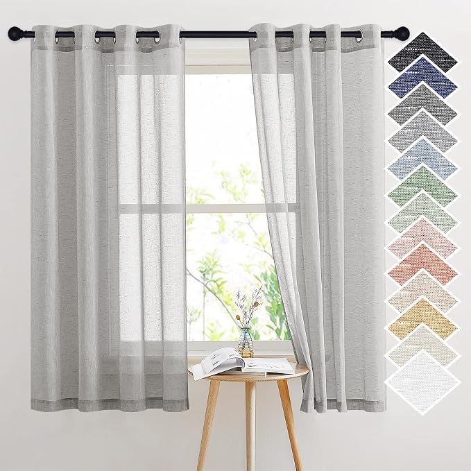 NICETOWN Linen Textured Semi Sheer Curtains 63 inches Length, Eyelet Top by NICETOWN