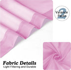 Chyhomenyc Pink Sheer Valances for Window 2 Pack, 42Wx14L Inches Small Sheer - Image 4