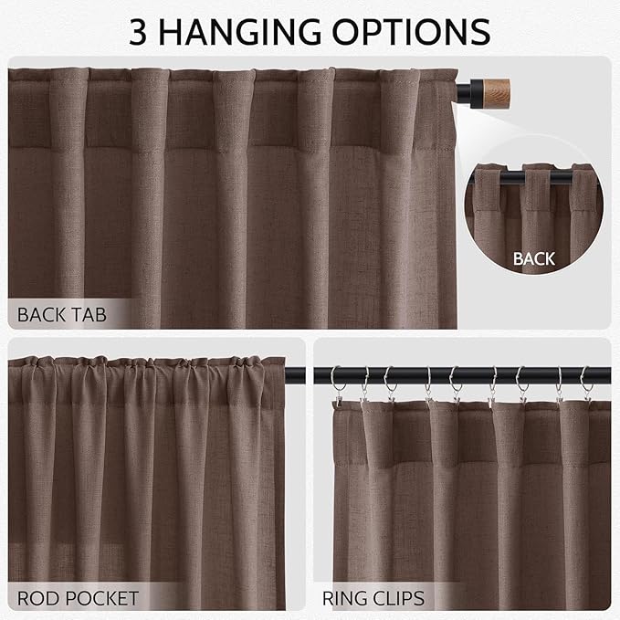 Cappuccino Linen 112 Inch Curtains - Image 2