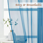 NICETOWN Voile Sheer Turquoise Curtains 90 inch Length, Grommet Airy Voile - Image 5