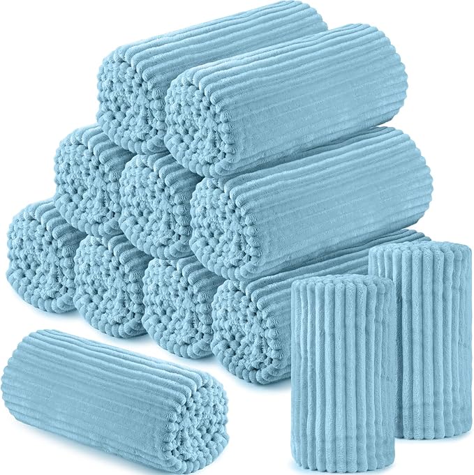 Buryeah 12 Pcs Flannel Throw Blanket Bulk 50 x 60 in Sleepover Blanket Outdoor by Buryeah