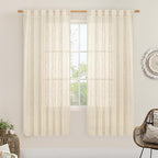 LAMIT Beige Linen Curtains for Living Room 2 Panels Set, 68 Inch Faux Linen by LAMIT