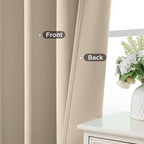 CUCRAF Light Beige Blackout Curtains 96 inch Length 2 Panels Set, Rod Pocket - Image 6