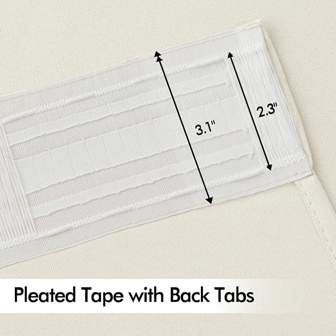 MIULEE Beige White Back Tab Blackout Curtains 63 Inch Length 2 Panels Set - Image 4