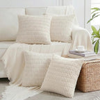 Fancy Homi 4 Packs Boho Cream Decorative Throw Pillow Covers 16x16 Inch by Fancy+Homi