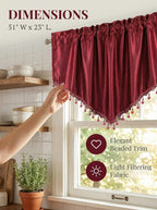 Molaxhome Swag Curtain 51 inch Length Rod Pocket Scalloped Curtain Valance - Image 2